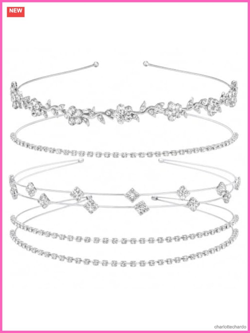 4 Pc Rhinestone Headband Set Bridal Wedding Tiara Sparkly Hair Accessories